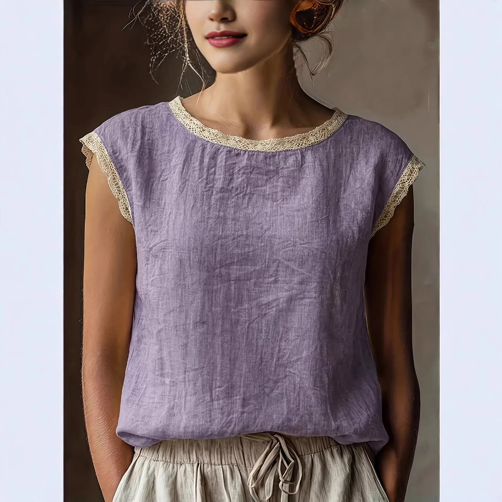 Casual Loose Linen Tops Women Summer 2026 Fashion Solid Color Short Sleeve O-neck Blouses And Shirts Elegant