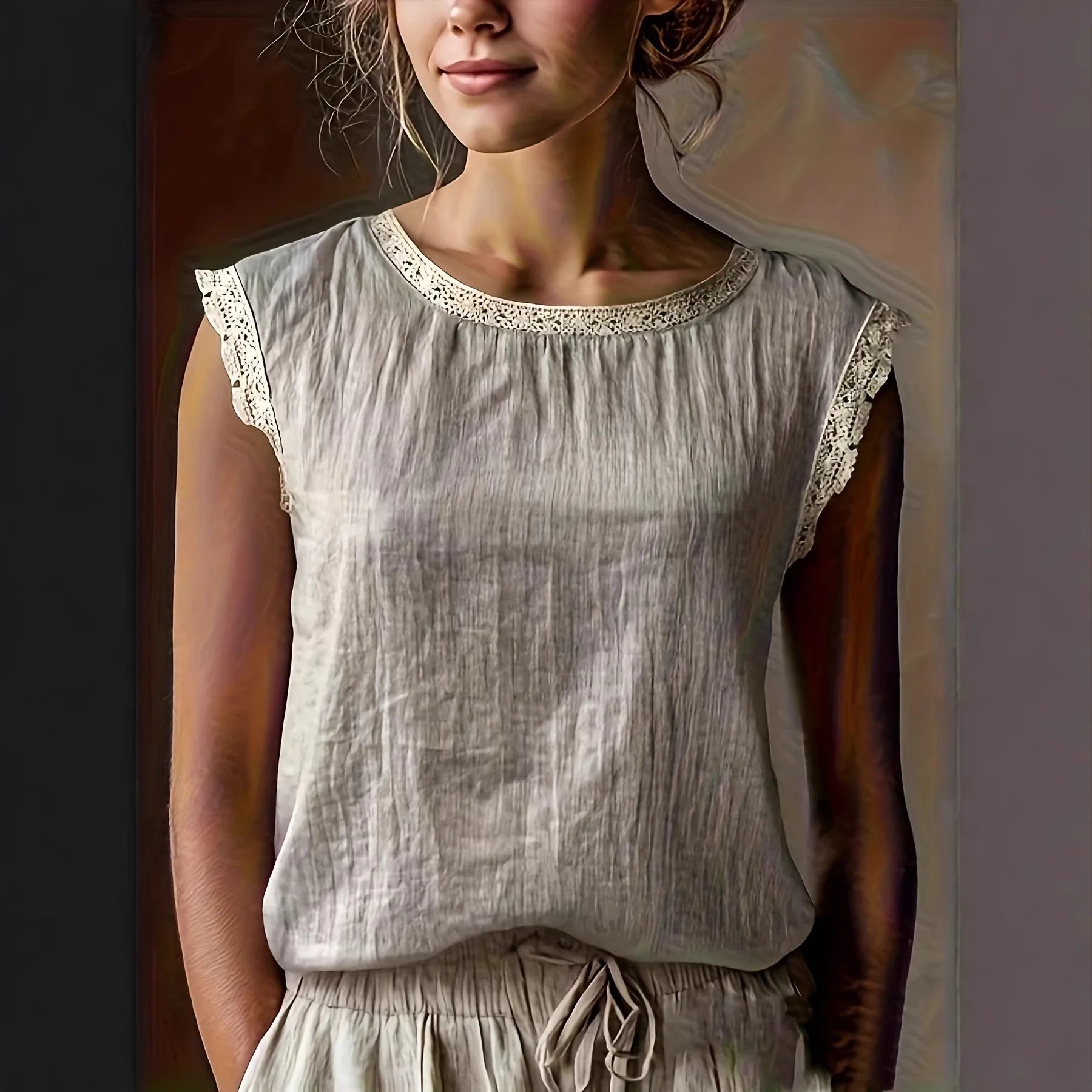 Casual Loose Linen Tops Women Summer 2026 Fashion Solid Color Short Sleeve O-neck Blouses And Shirts Elegant