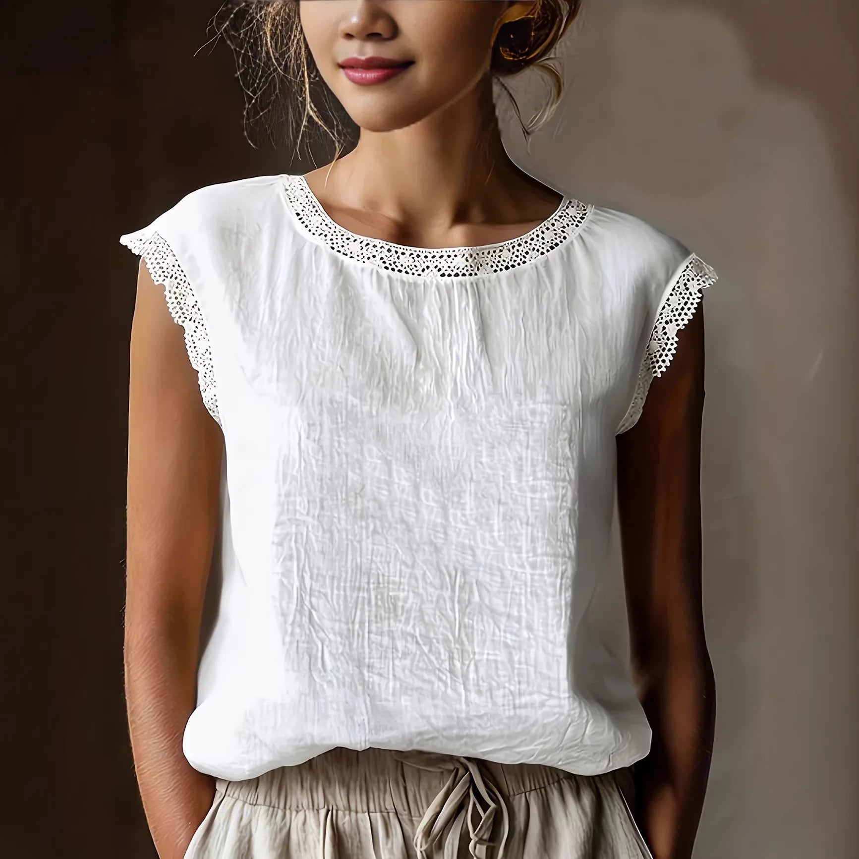 Casual Loose Linen Tops Women Summer 2026 Fashion Solid Color Short Sleeve O-neck Blouses And Shirts Elegant