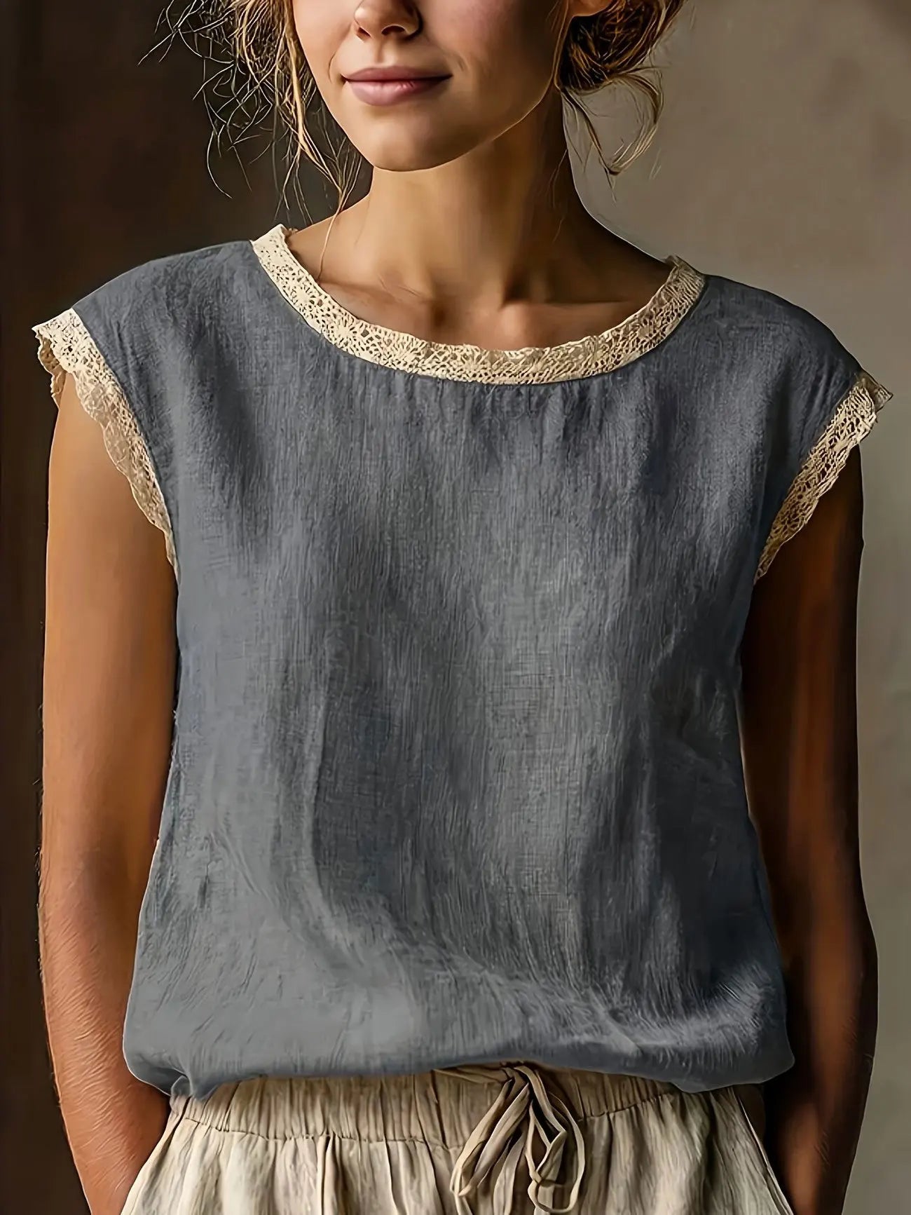 Casual Loose Linen Tops Women Summer 2026 Fashion Solid Color Short Sleeve O-neck Blouses And Shirts Elegant